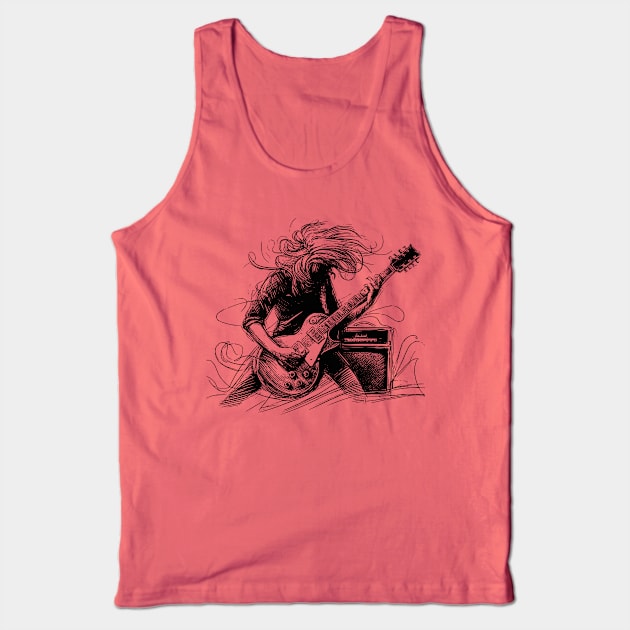 Rock Star Guitarist Concert Tee | Classic Electric Guitar Tank Top by Mad Monkey Creations